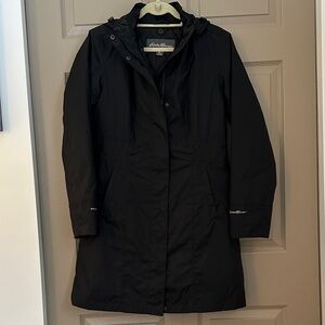 Eddie Bauer Women's Black Insulated Trench Coat